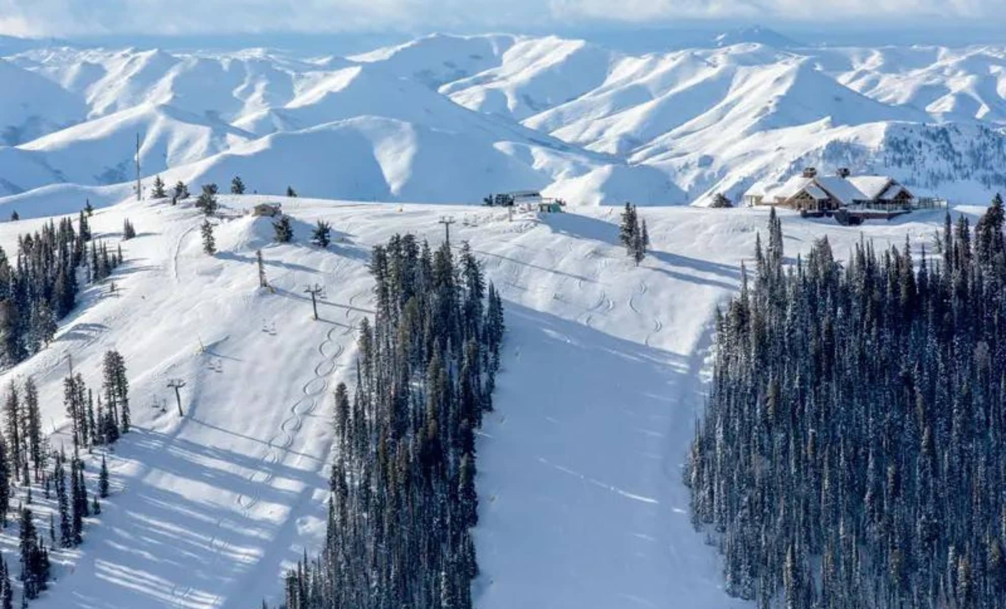 Les pistes de ski sur Bald Mountain, Idaho,