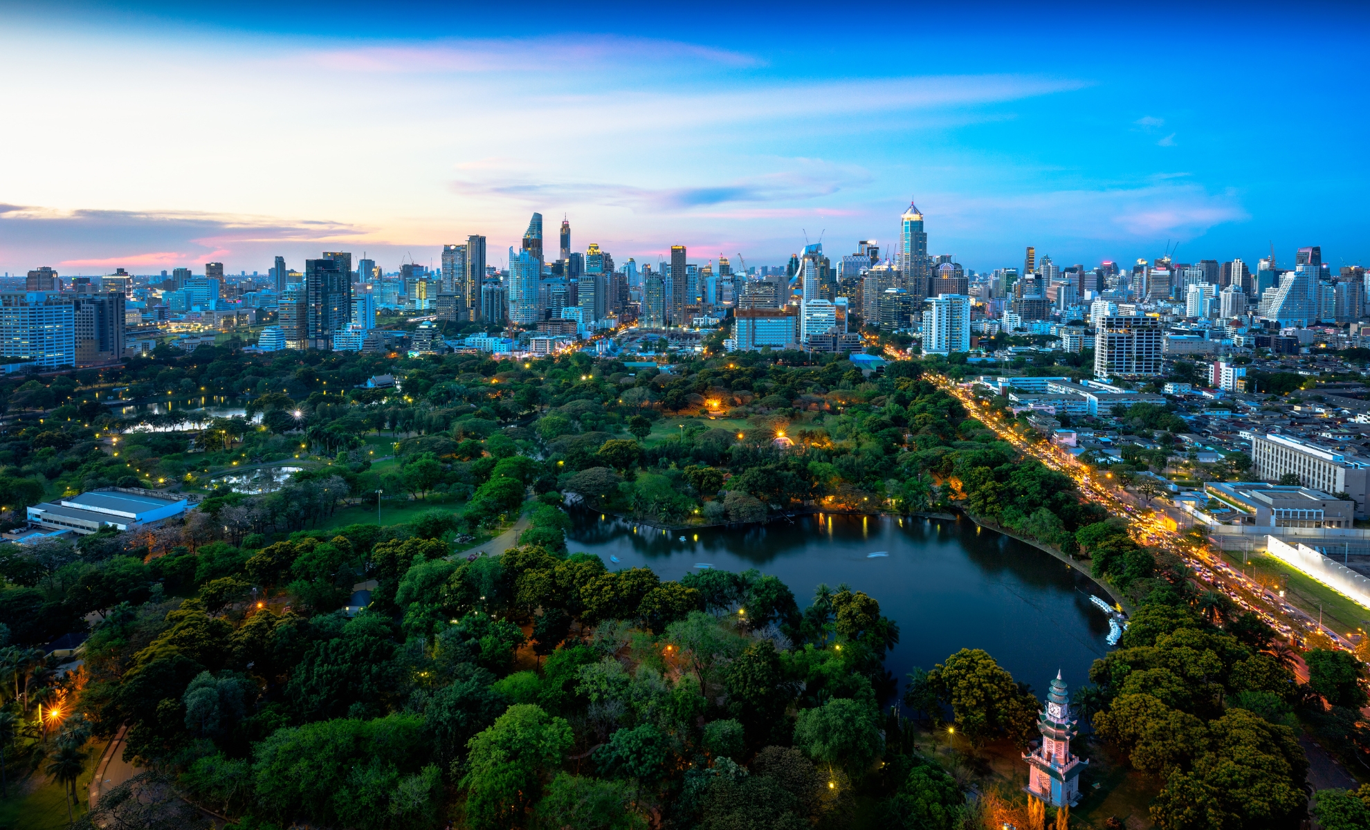 Vue sur le parc de Lumpini, Bangkok