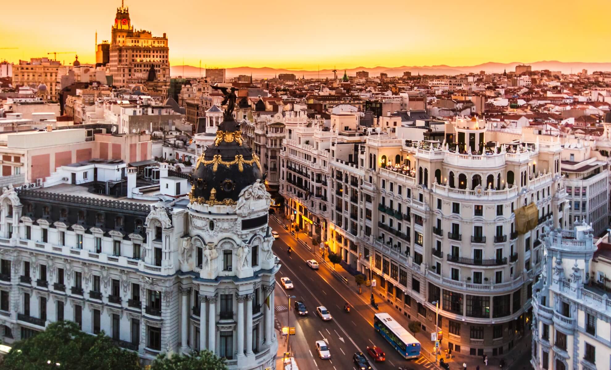 Vue panoramique sur Gran Via, Madrid, Espagne