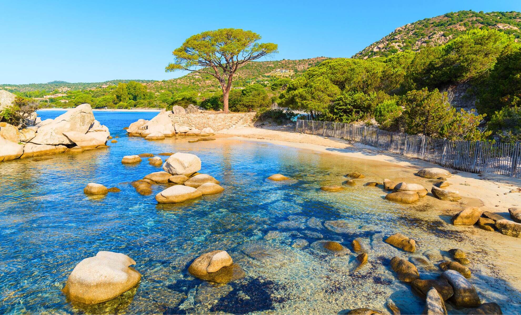 La plage de Palombaggia, l'île de Corse, France