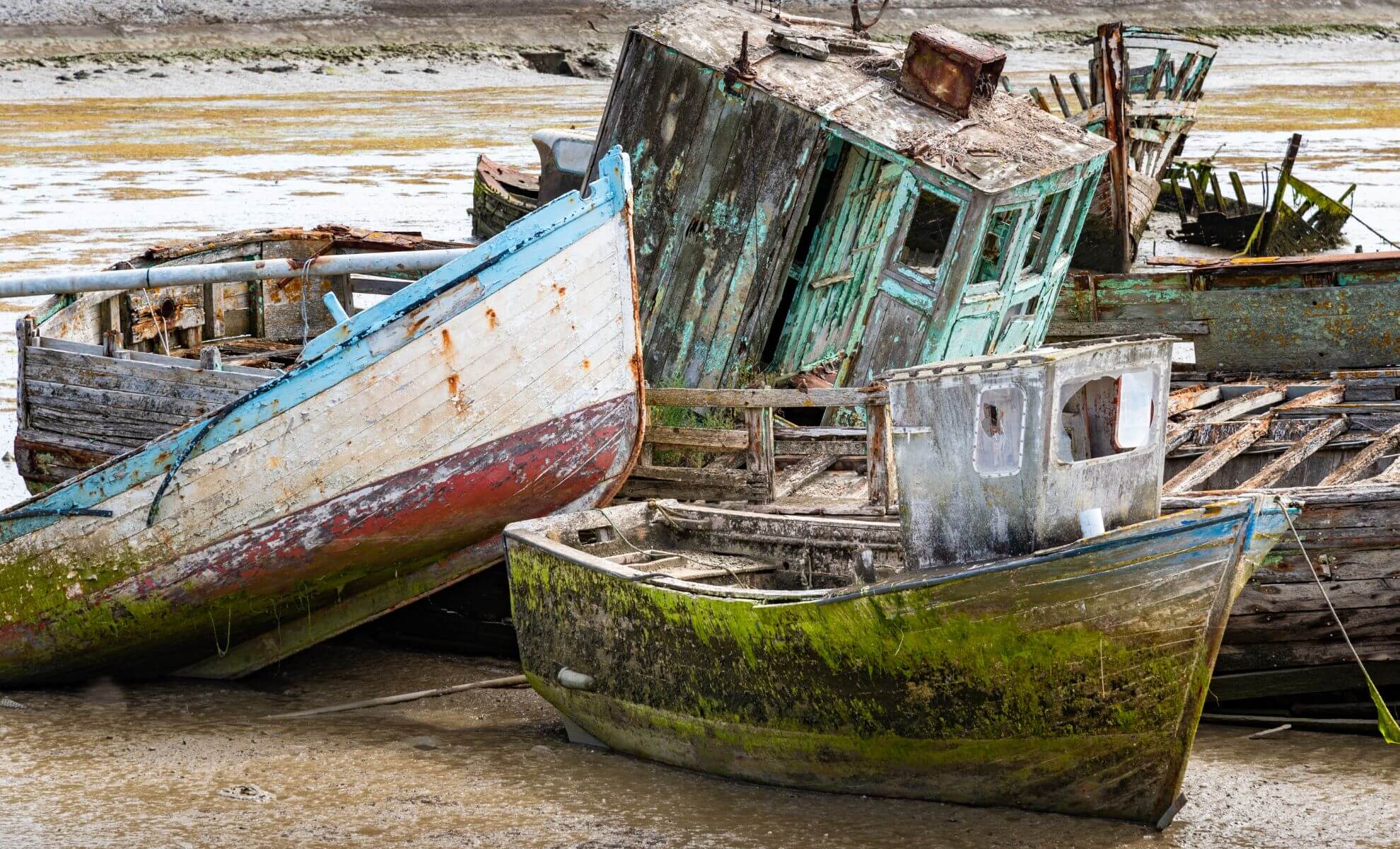 Cimetière de bateaux à Tottenville, New York, États-Unis