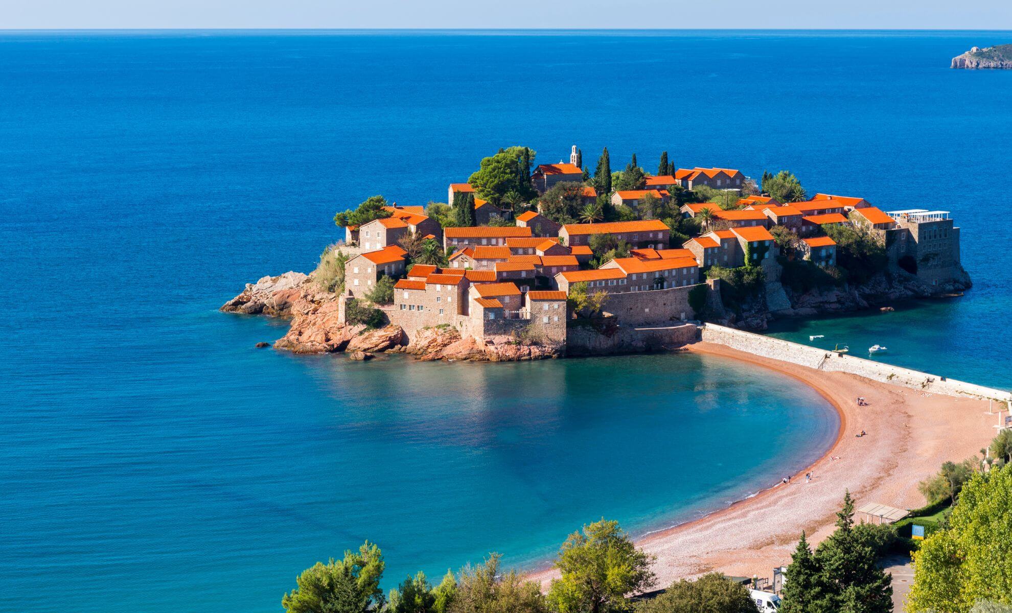 La plage Sveti Stefan, Monténégro