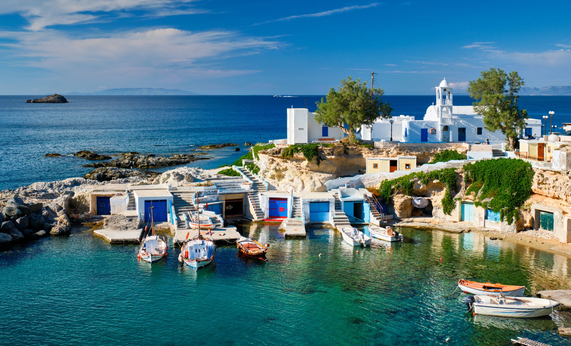 Le village Mandrakia, Milos, Grèce