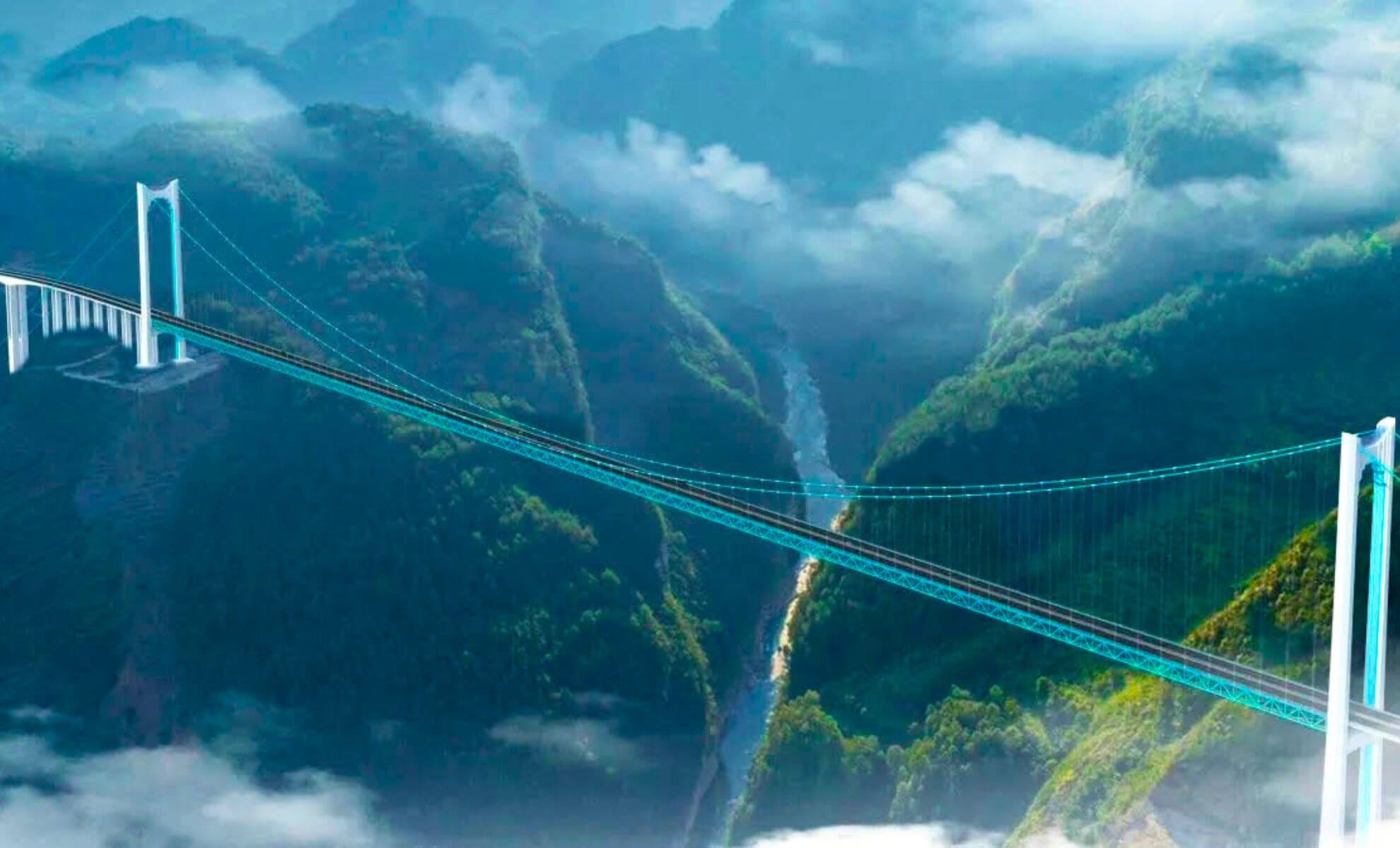 Le pont suspendu Huajiang en Chine